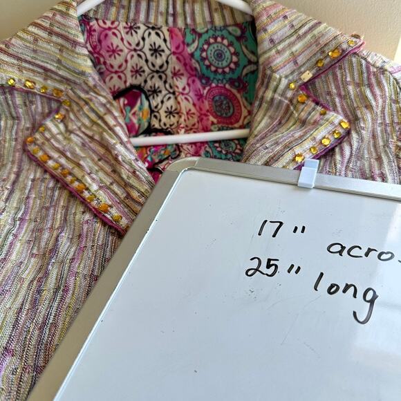 Women's SMALL Beaded Embellished Blazer Button Up Long Sleeve Glam Recency - Picture 12 of 12